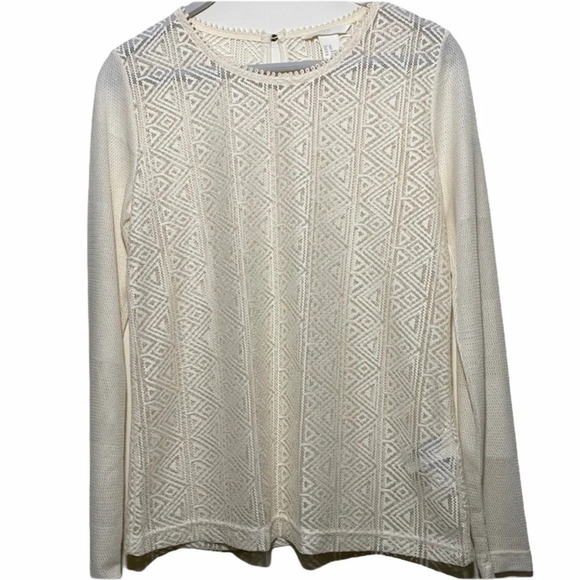 Like New H&M cream lace sheer long sleeve top XS - Picture 1 of 7